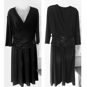 Black V Neck 3/4 Sleeves Dress